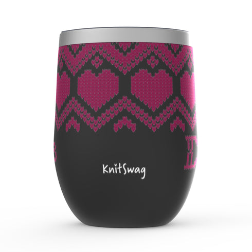 Fair Isle Hearts Stemless Wine Tumblers